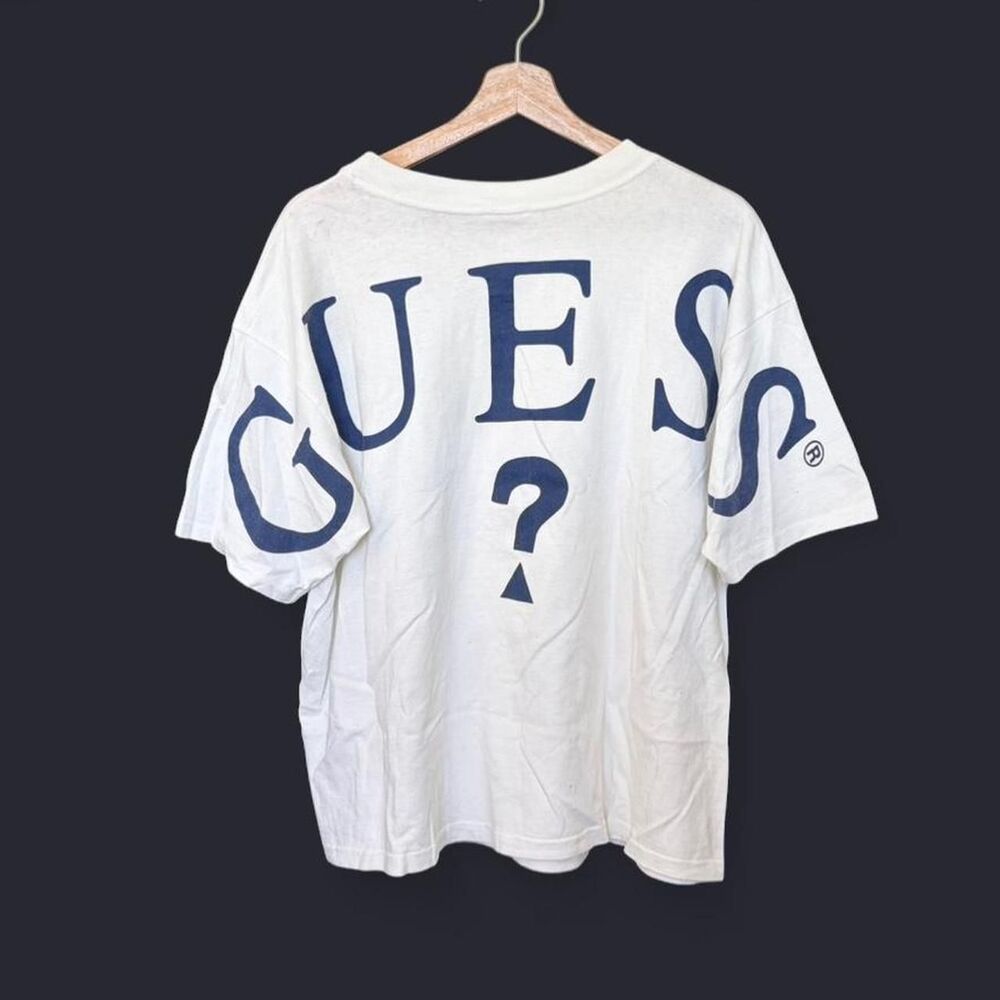 Vintage 90s Made in USA Guess spell-out boxy graphic tee shirt